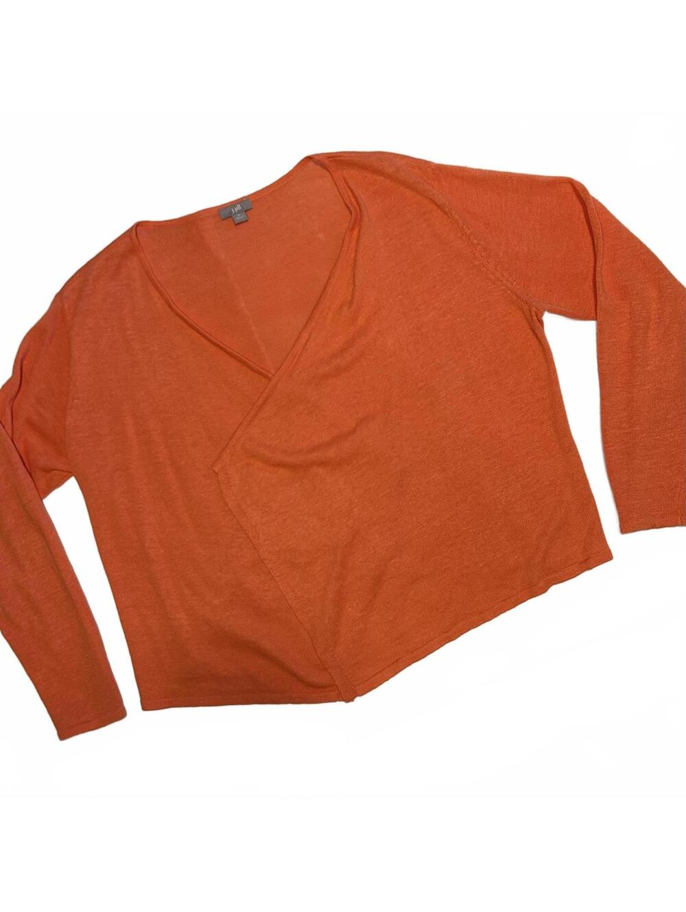 J. Jill Linen Blend Cardigan Coral Drape medium